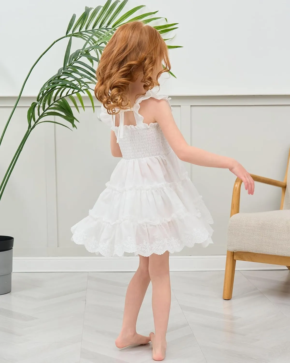 Kids Toddler Dress Baby Girl Summer Clothes Sleeveless Ruffle Smocked Dresses Little Girls Casual Boho Beach Sundress