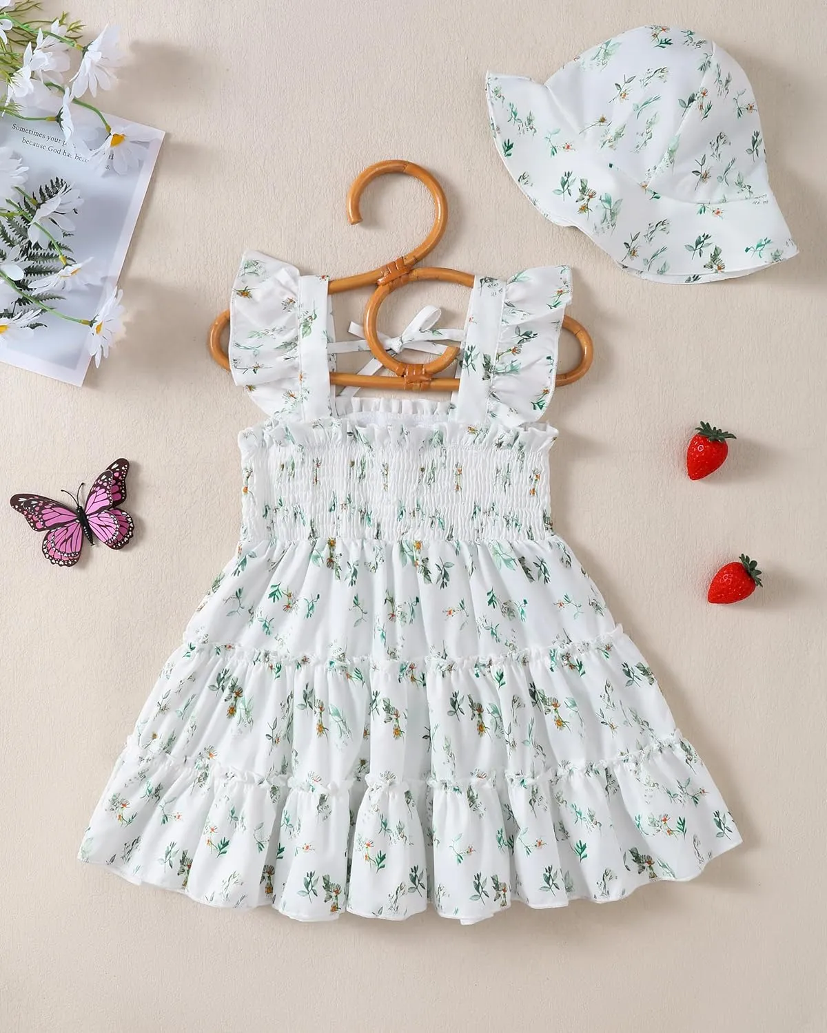 Kids Toddler Dress Baby Girl Summer Clothes Sleeveless Ruffle Smocked Dresses Little Girls Casual Boho Beach Sundress