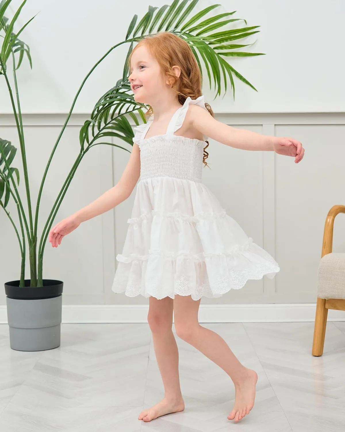 Kids Toddler Dress Baby Girl Summer Clothes Sleeveless Ruffle Smocked Dresses Little Girls Casual Boho Beach Sundress