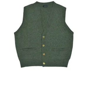 Lambswool short sleeveless cardigan - blue-green