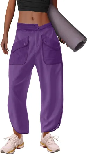 LAMISSCHE Oversized Barrel Lounge Pants Women Wide Leg Sweatpants with Pockets Baggy Cropped Pants