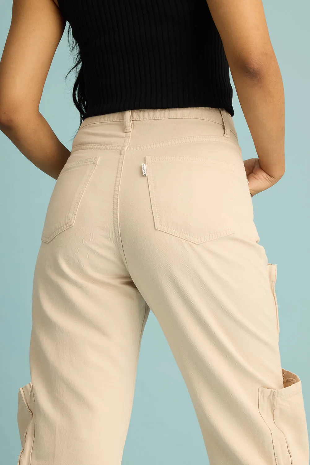 Latte Utility Straight Leg Jeans