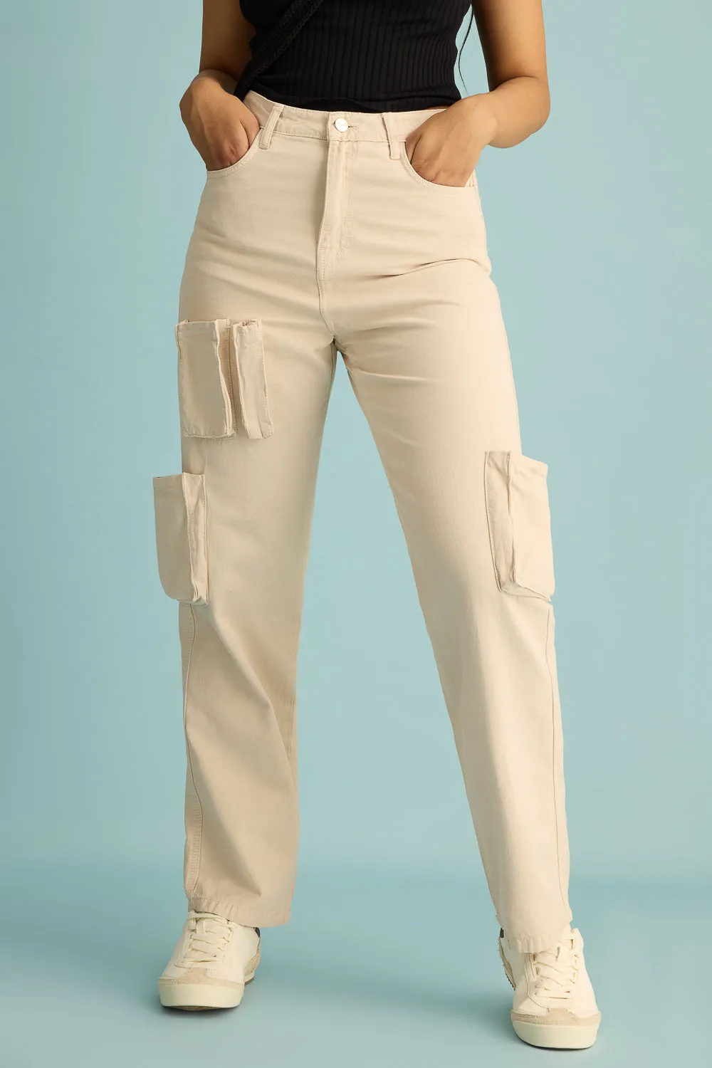 Latte Utility Straight Leg Jeans