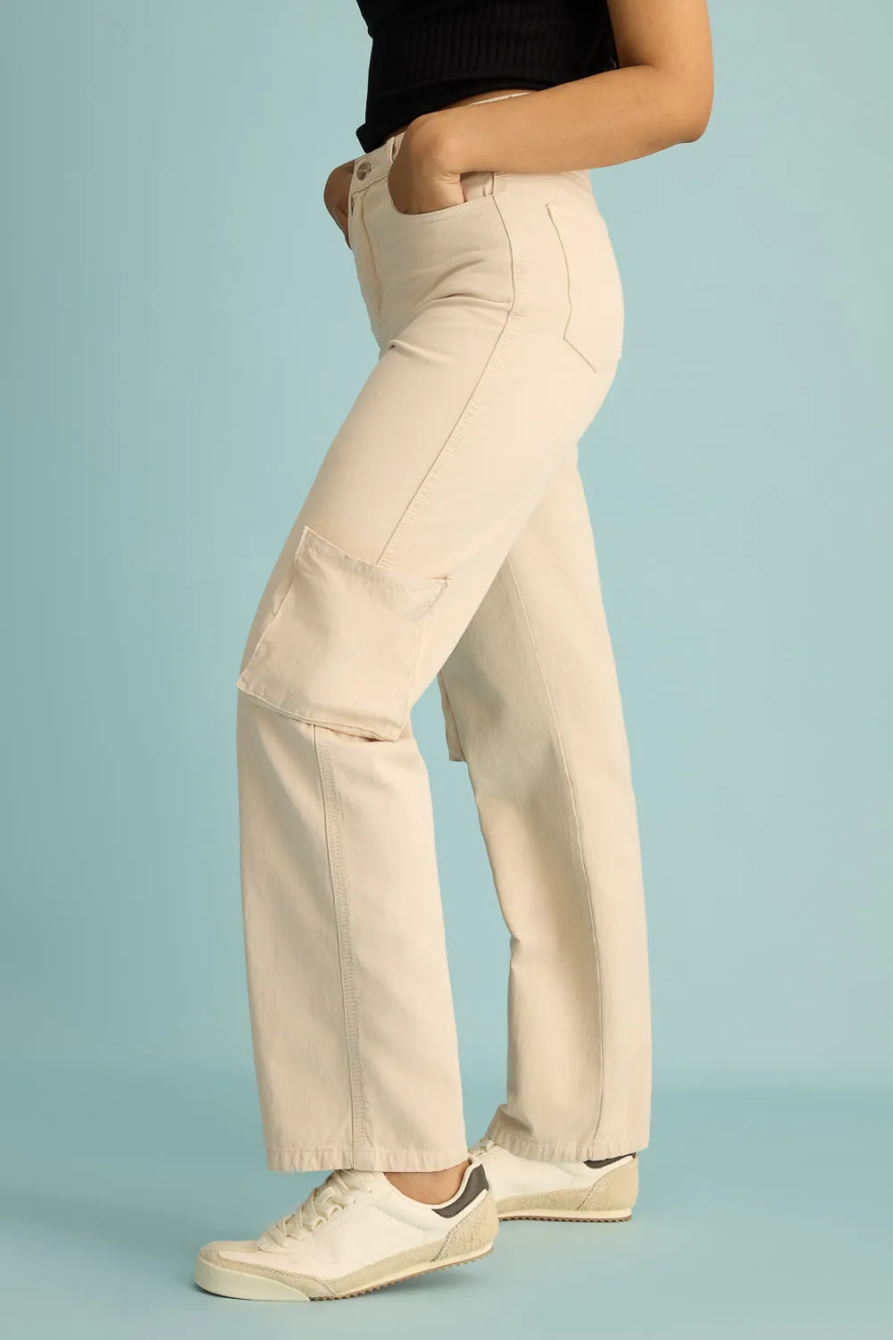 Latte Utility Straight Leg Jeans