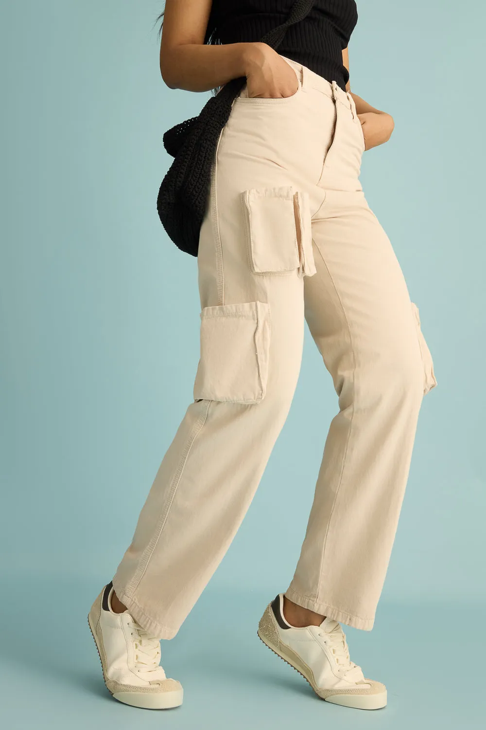 Latte Utility Straight Leg Jeans
