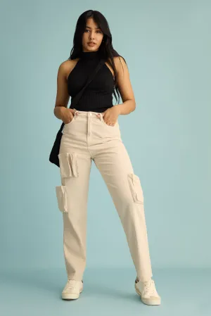 Latte Utility Straight Leg Jeans