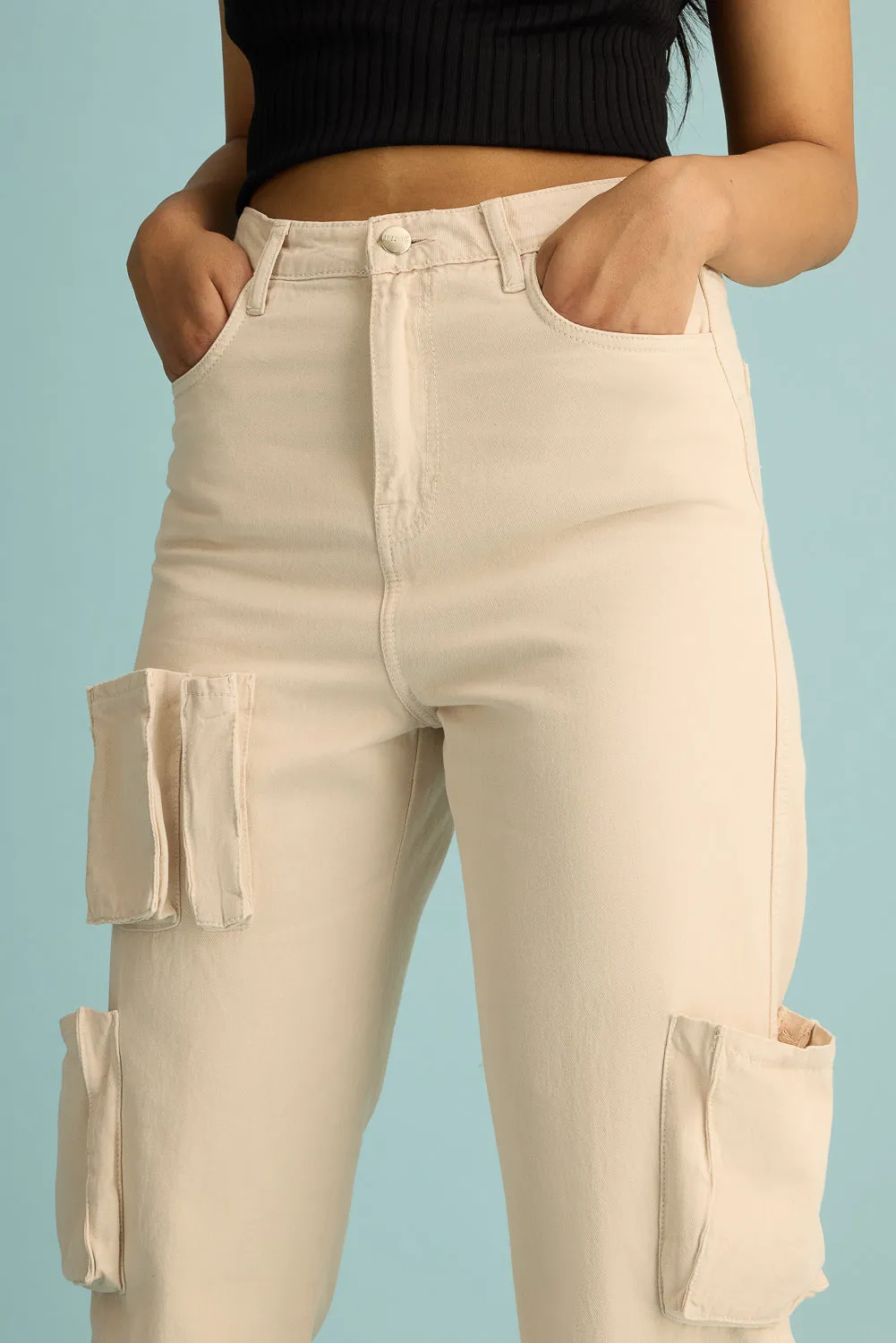 Latte Utility Straight Leg Jeans