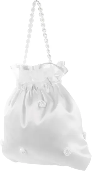 LIFKOME Wedding Dress Bag Satin Flower Lace Bridal Handbag Bridesmaid Dolly Bag Flower Girl Accessory