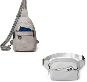 Light Grey Sling Bag and Nylon Belt Bag