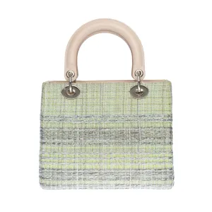 Limited Edition Lady Dior MM in Green Tweed and silver threads, SHW