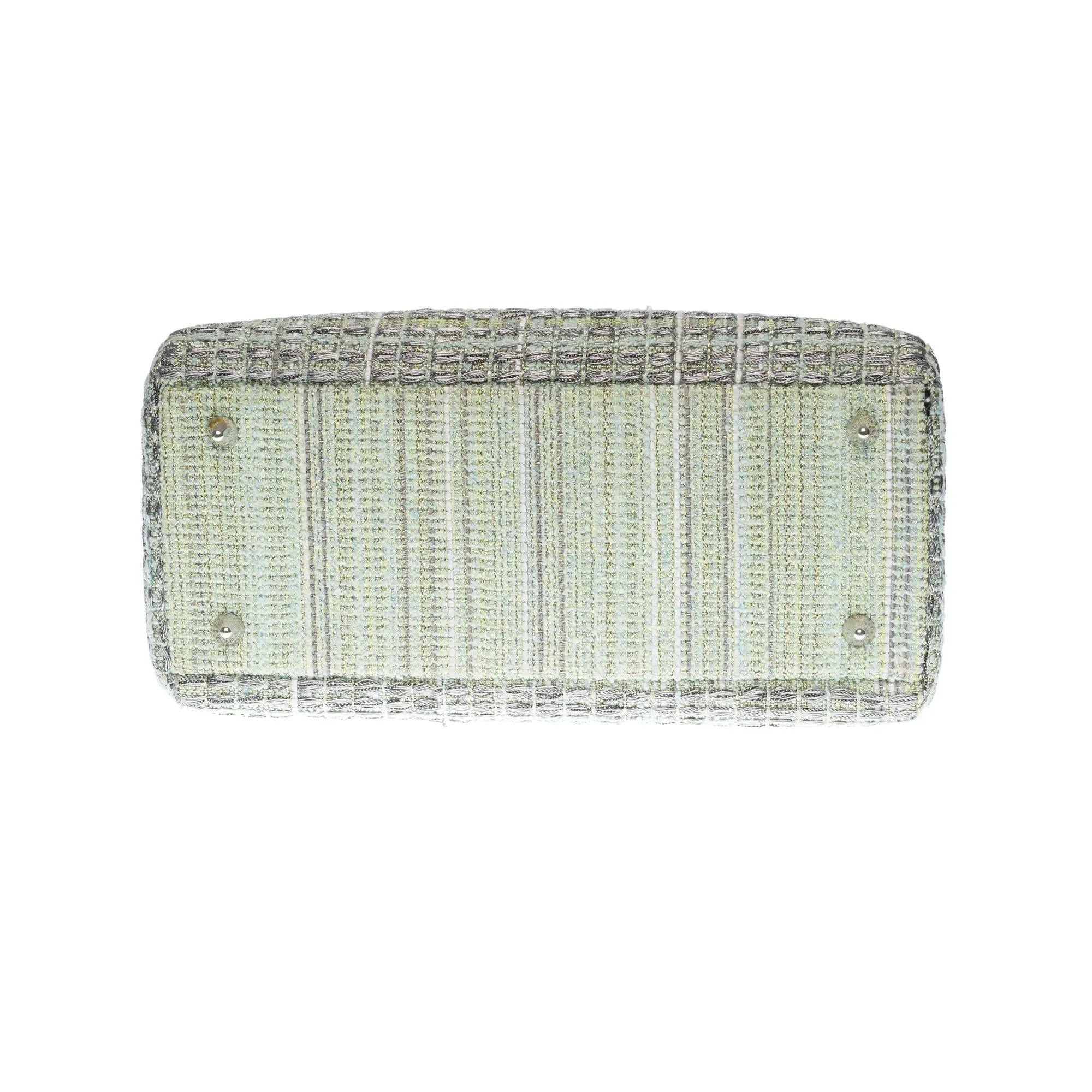 Limited Edition Lady Dior MM in Green Tweed and silver threads, SHW