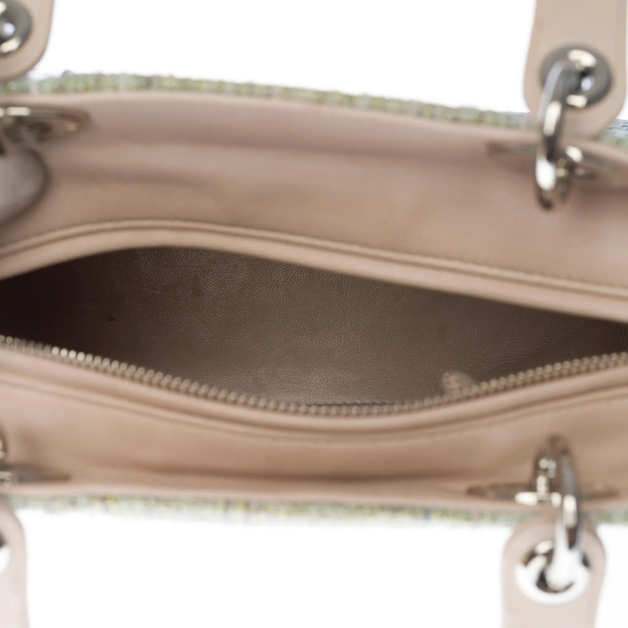 Limited Edition Lady Dior MM in Green Tweed and silver threads, SHW