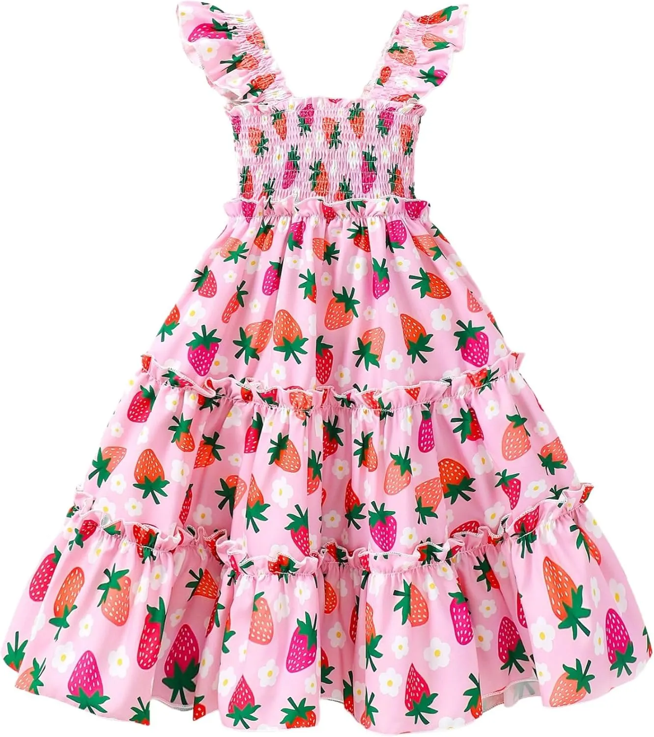 Little Girl Twirl Dress Kids Sleeveless Ruffle Tiered Smocked Dresses Girls Summer Outfits Beach Sundress
