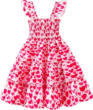 Little Girl Twirl Dress Kids Sleeveless Ruffle Tiered Smocked Dresses Girls Summer Outfits Beach Sundress