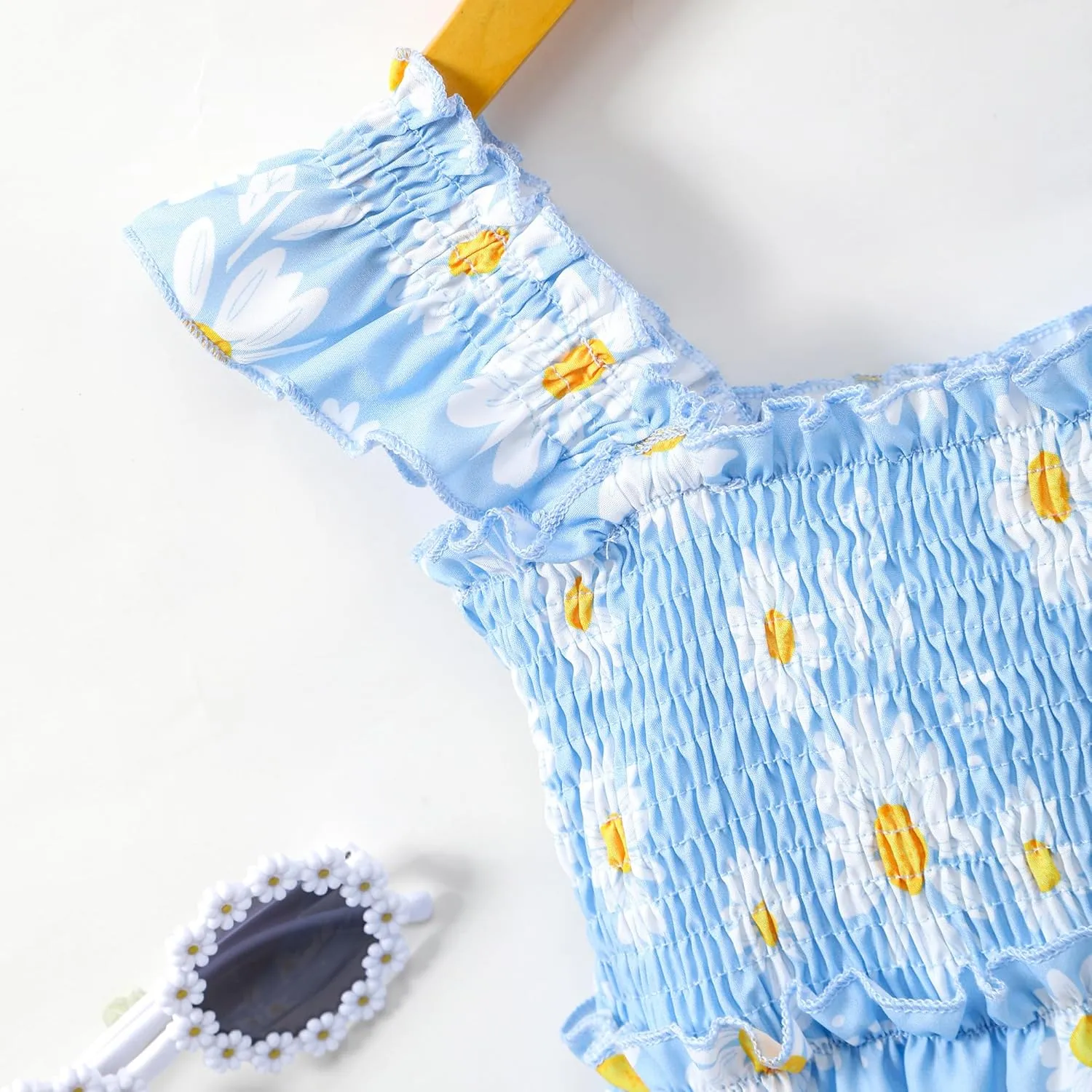 Little Girl Twirl Dress Kids Sleeveless Ruffle Tiered Smocked Dresses Girls Summer Outfits Beach Sundress