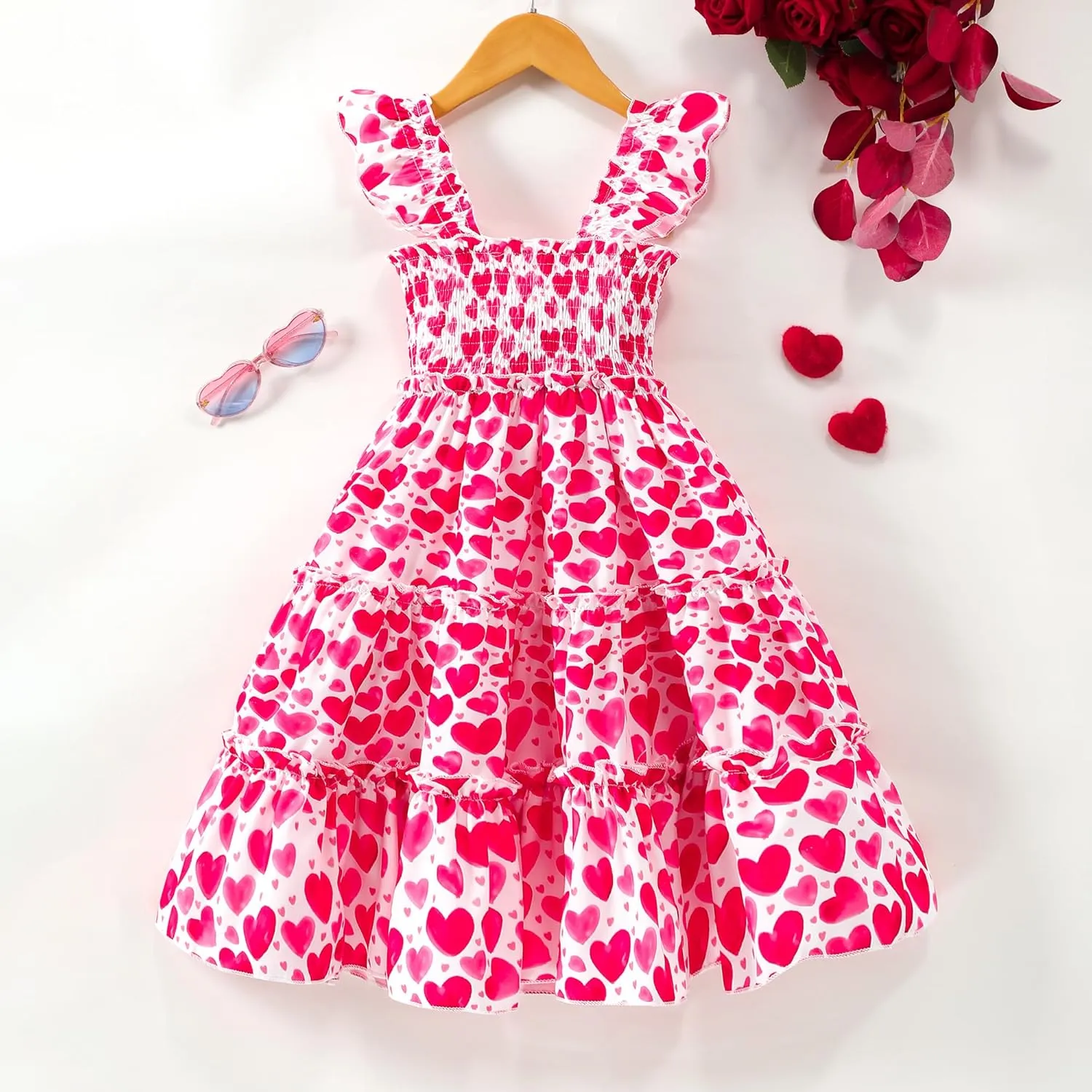 Little Girl Twirl Dress Kids Sleeveless Ruffle Tiered Smocked Dresses Girls Summer Outfits Beach Sundress