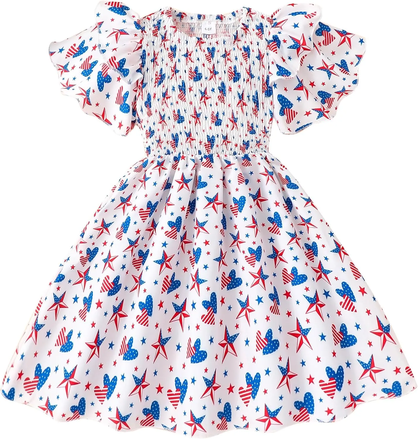 Little Girls Dress Ruffle Sleeve Floral Smocked Dresses Kids Casual Outfits Toddler Summer Tiered Boho Sundress 2-7T