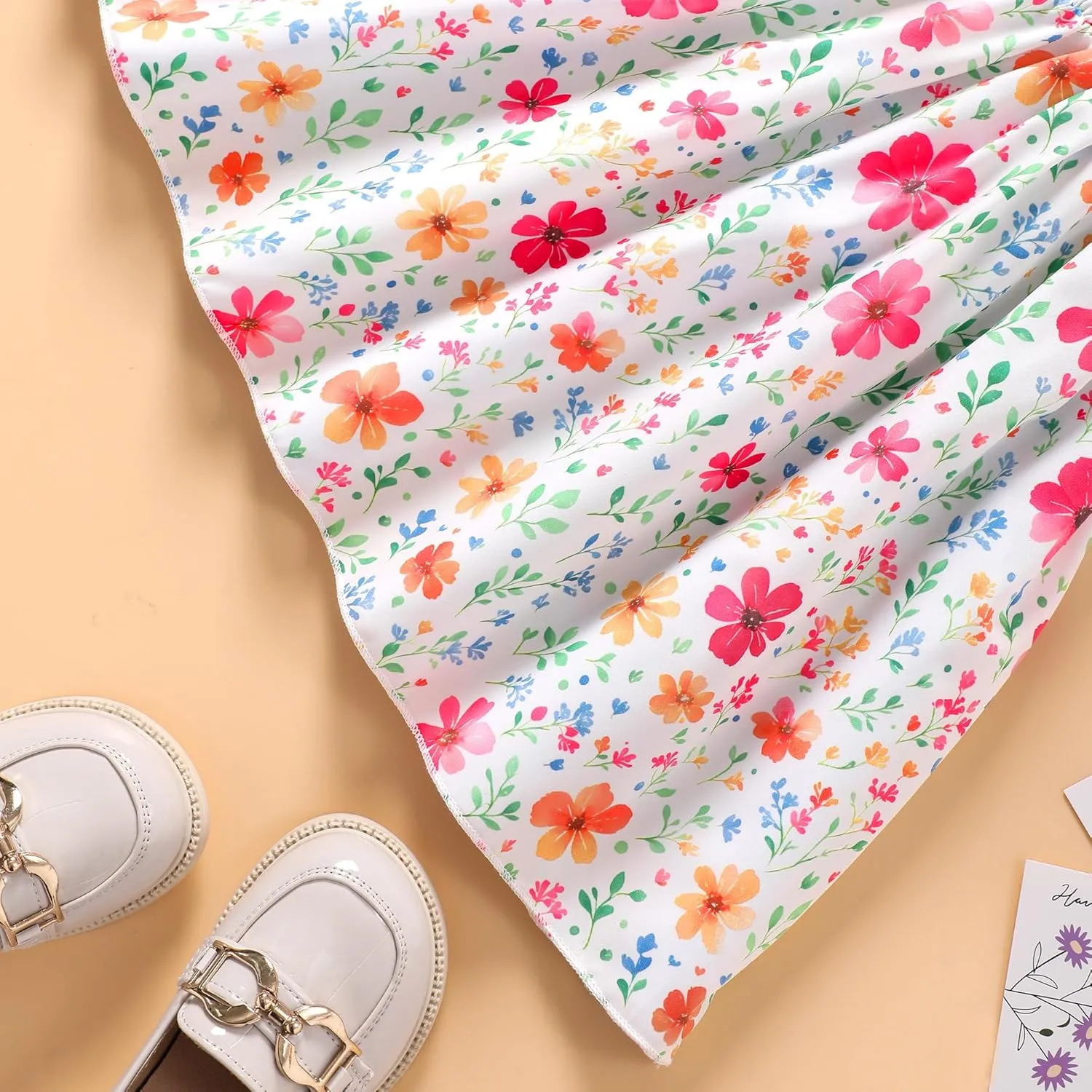 Little Girls Dress Ruffle Sleeve Floral Smocked Dresses Kids Casual Outfits Toddler Summer Tiered Boho Sundress 2-7T