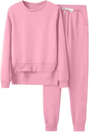 Lounge Sets for Women 2024 Long Sleeve Crewneck Athletic Trendy Hoodie Sweatshirts and Sweatpants Sweatsuit