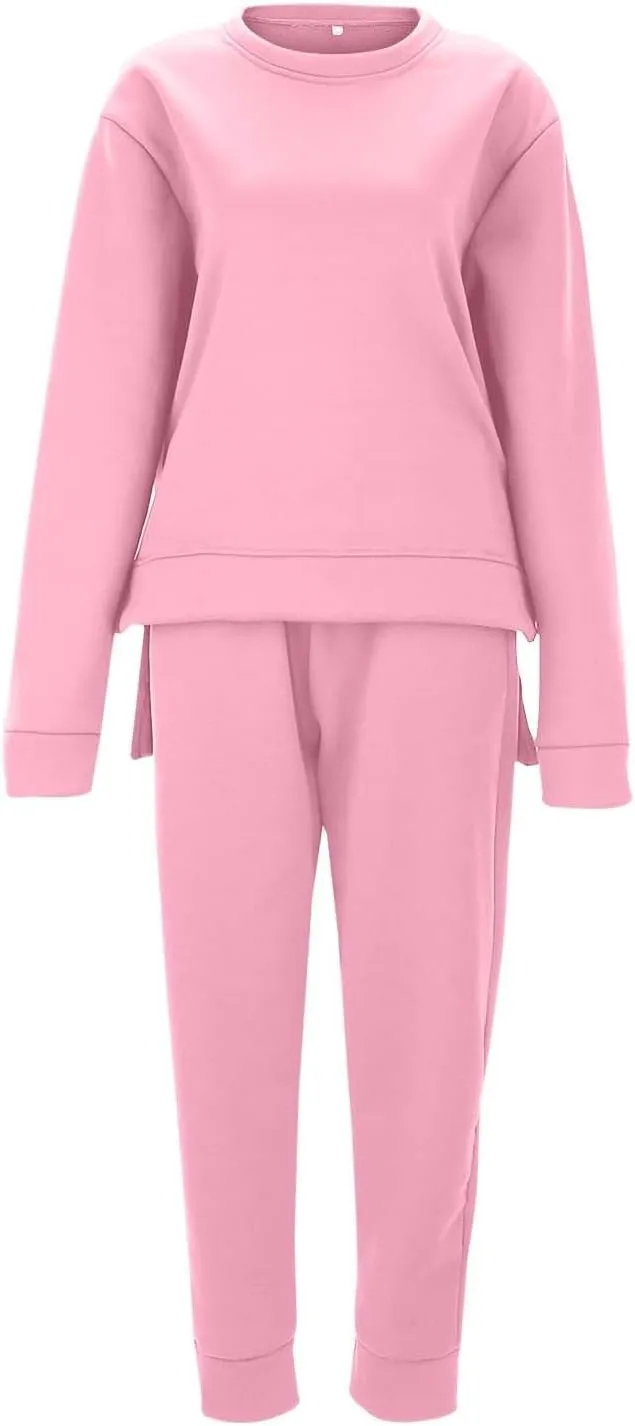 Lounge Sets for Women 2024 Long Sleeve Crewneck Athletic Trendy Hoodie Sweatshirts and Sweatpants Sweatsuit