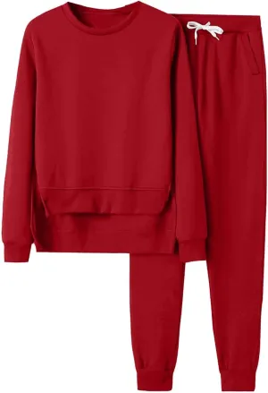 Lounge Sets for Women 2024 Long Sleeve Crewneck Athletic Trendy Hoodie Sweatshirts and Sweatpants Sweatsuit