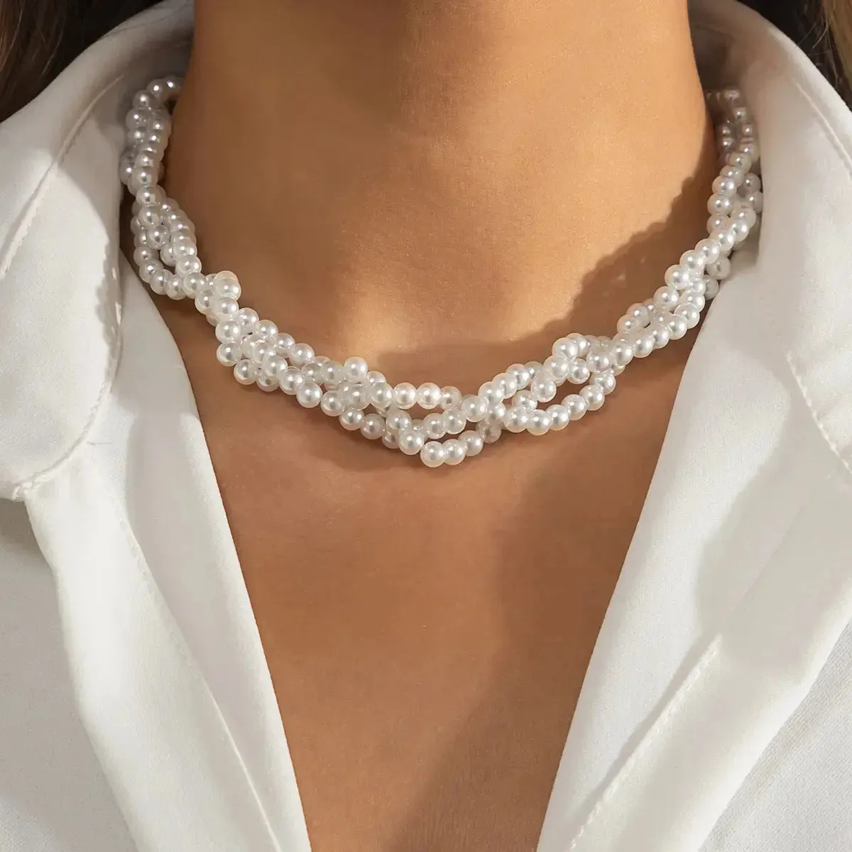 LOVCIA Retro Trendy Pearl Tassel Necklace For Women With Simple Personality