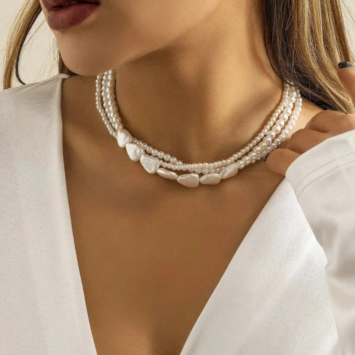 LOVCIA Retro Trendy Pearl Tassel Necklace For Women With Simple Personality