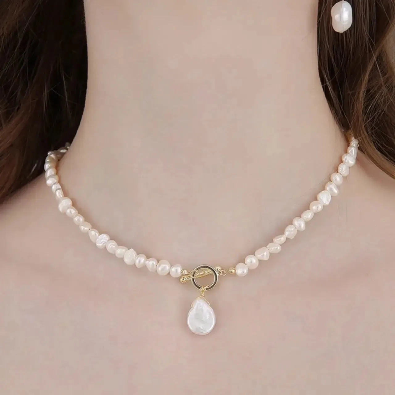 LOVCIA Retro Trendy Pearl Tassel Necklace For Women With Simple Personality