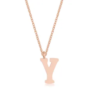 LOVCIA Rose Gold Rhodium-Plated Stainless Steel Y Initial Pendant Necklace