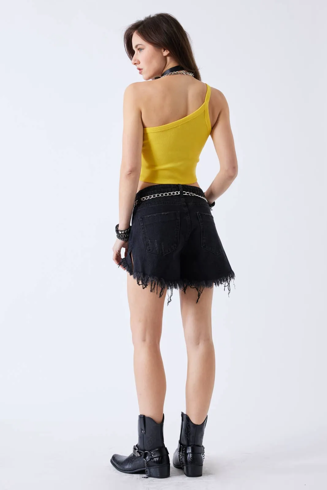 Low Rise Denim Shorts