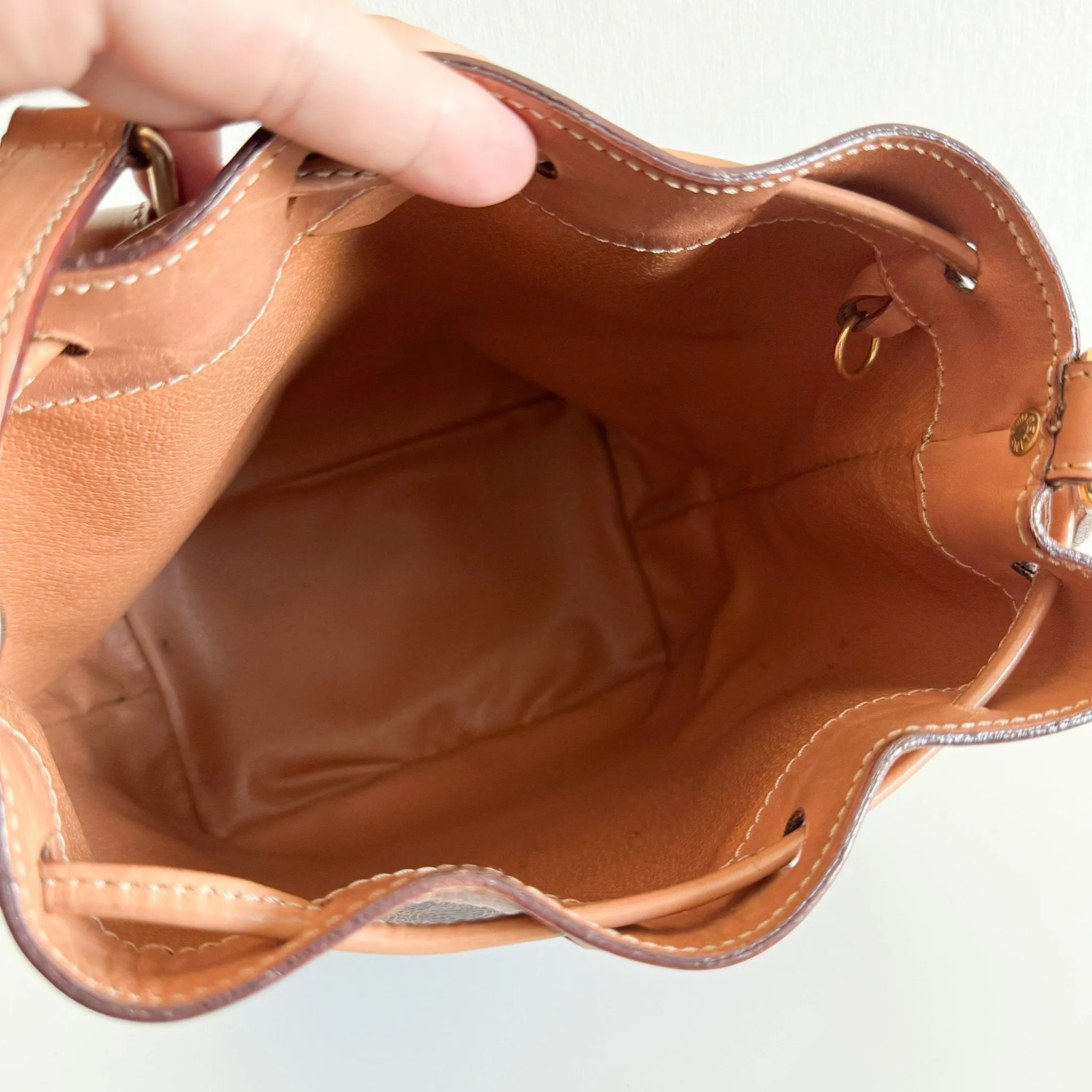 Macadam Triomphe Canvas Bucket Shoulder Bag Brown