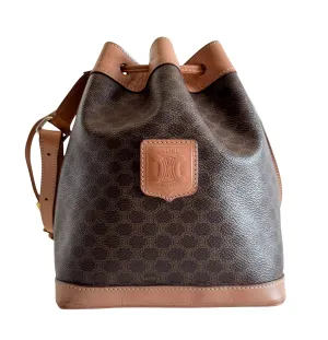 Macadam Triomphe Canvas Bucket Shoulder Bag Brown