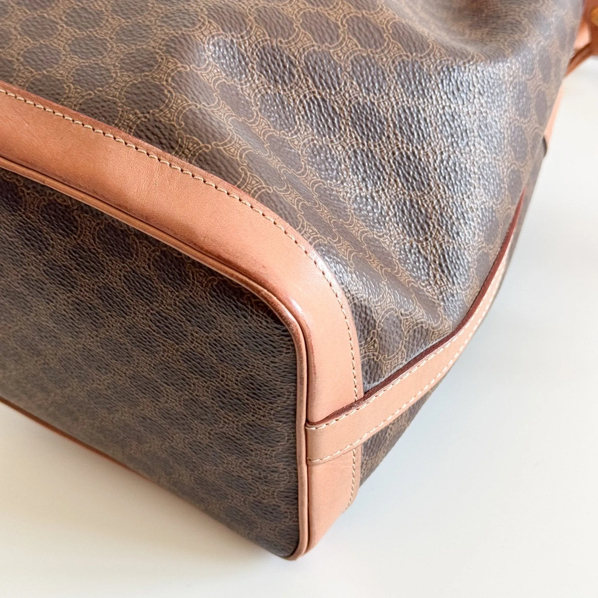 Macadam Triomphe Canvas Bucket Shoulder Bag Brown