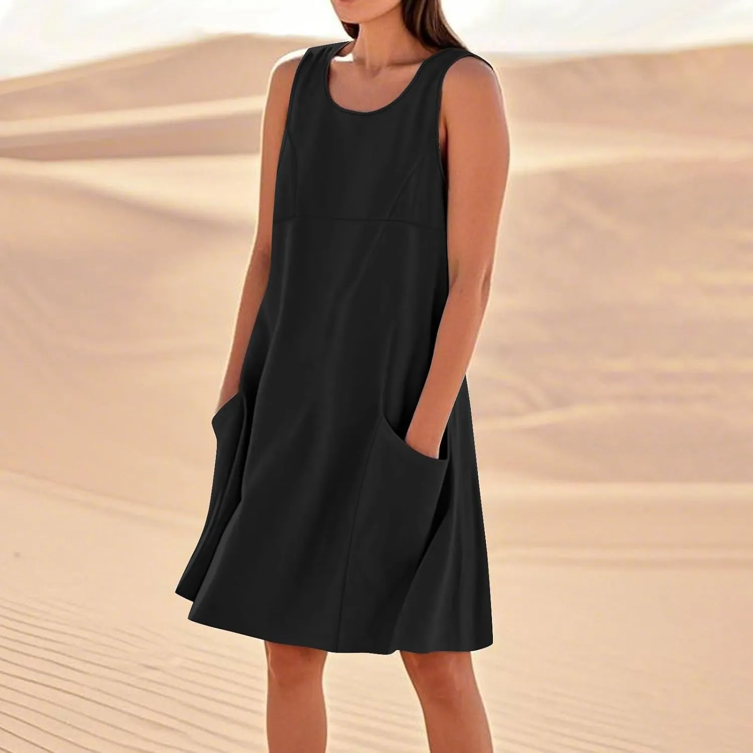 Maxi Dresses for Women 2025 Sleeveless Scoop Neck Bohemian Floral Sundress with Pockets Casual Loose Going Out Dress