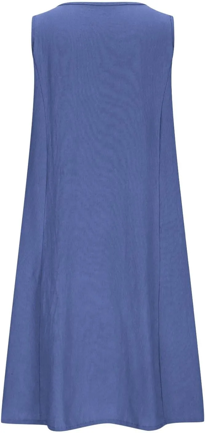 Maxi Dresses for Women 2025 Sleeveless Scoop Neck Bohemian Floral Sundress with Pockets Casual Loose Going Out Dress