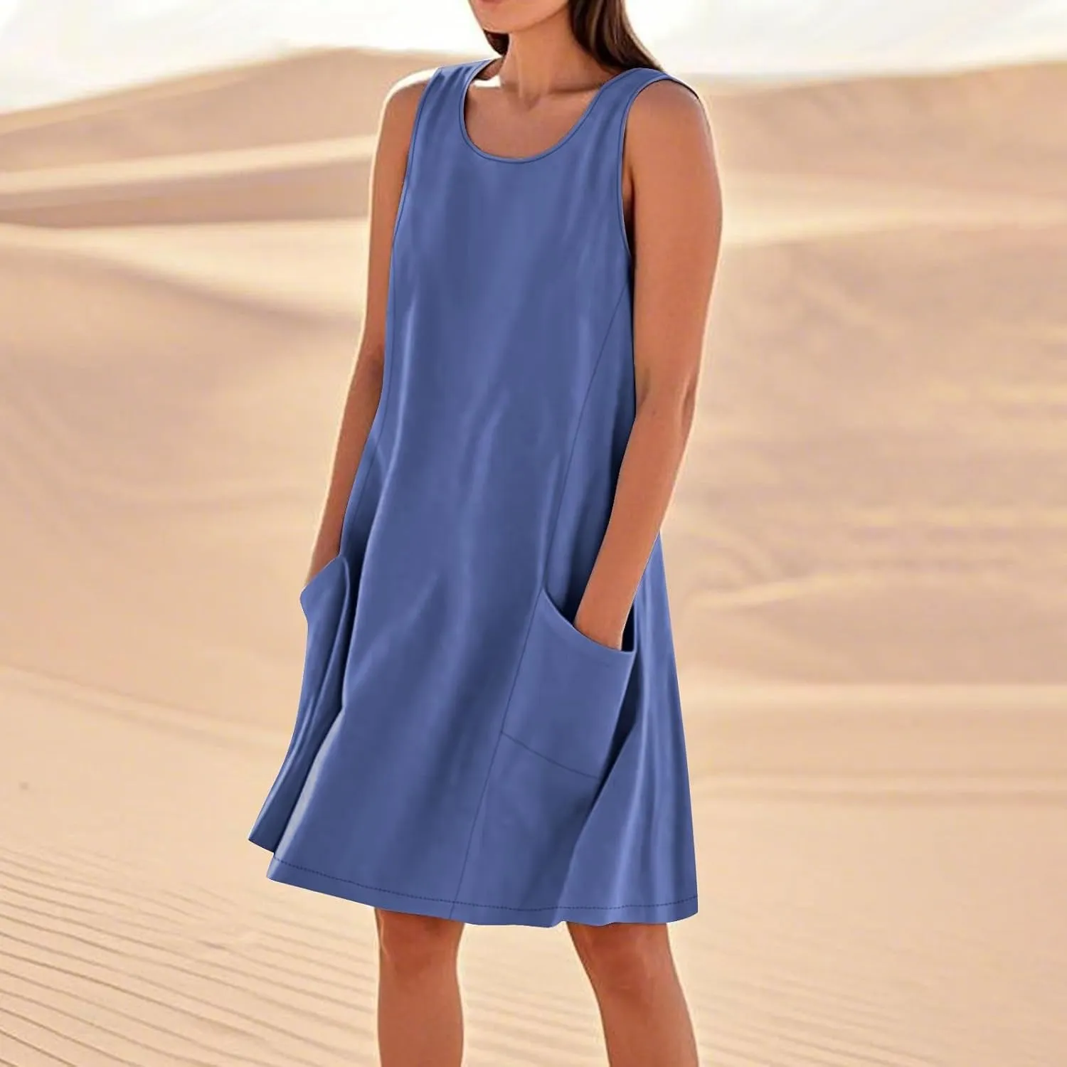 Maxi Dresses for Women 2025 Sleeveless Scoop Neck Bohemian Floral Sundress with Pockets Casual Loose Going Out Dress