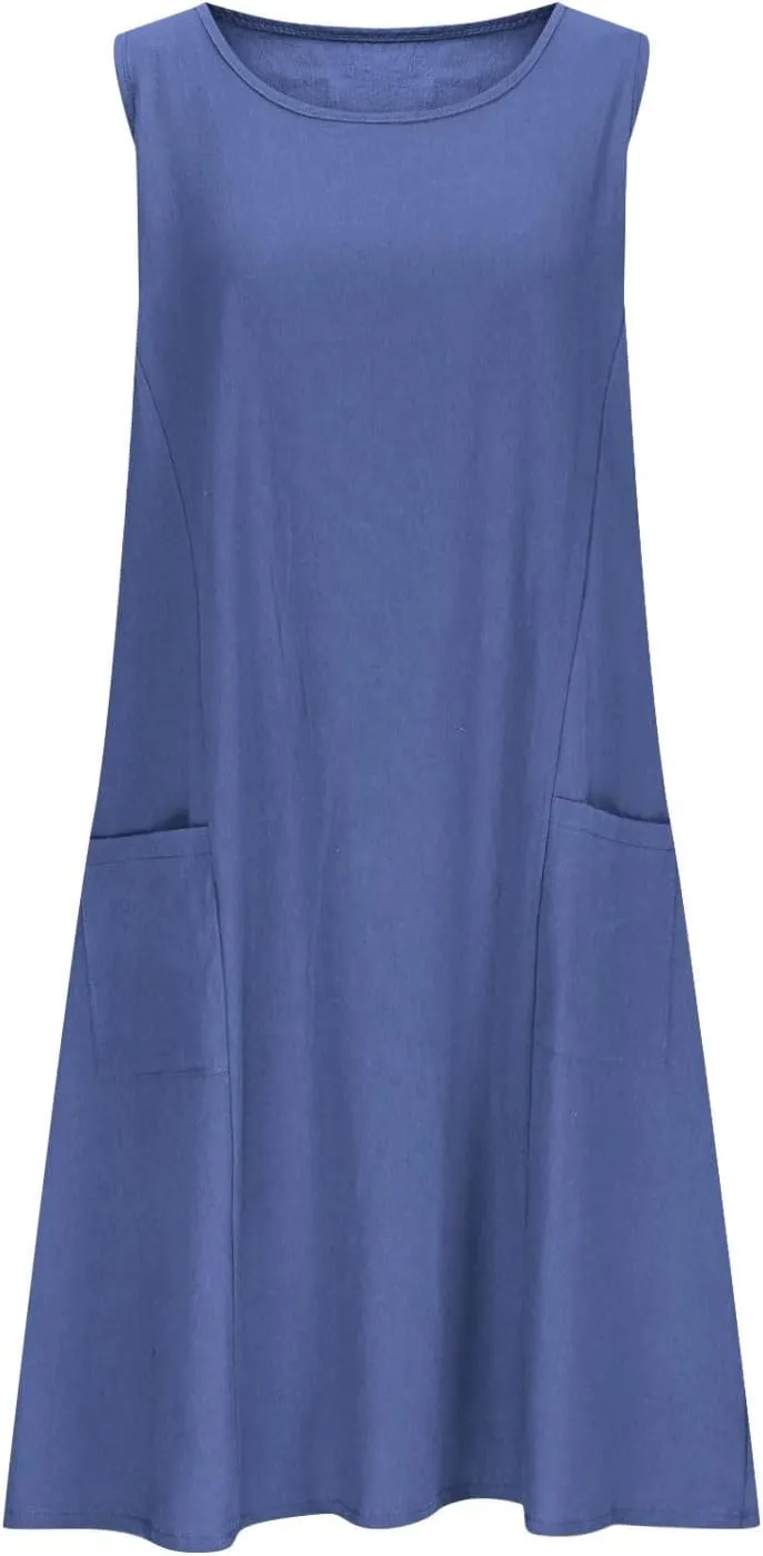 Maxi Dresses for Women 2025 Sleeveless Scoop Neck Bohemian Floral Sundress with Pockets Casual Loose Going Out Dress