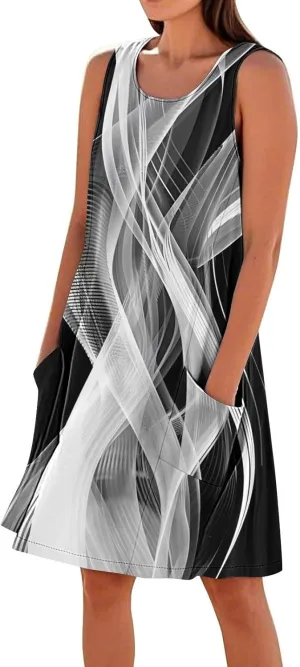 Maxi Dresses for Women 2025 Sleeveless Scoop Neck Bohemian Floral Sundress with Pockets Casual Loose Going Out Dress