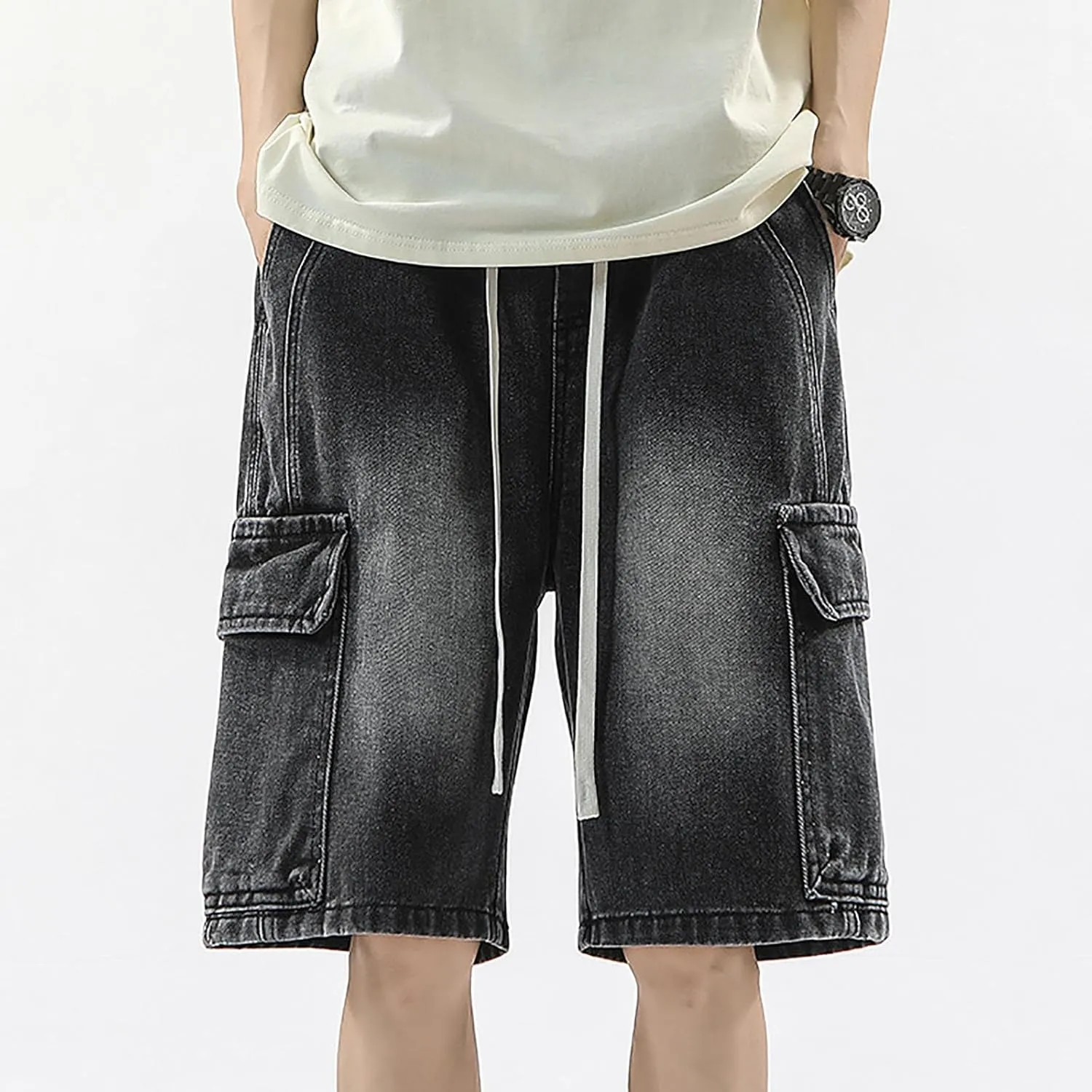 Men Baggy Denim Jorts Y2K Loose Fit Hip Hop Jean Shorts Casual Mid Jeans Trendy Outfits