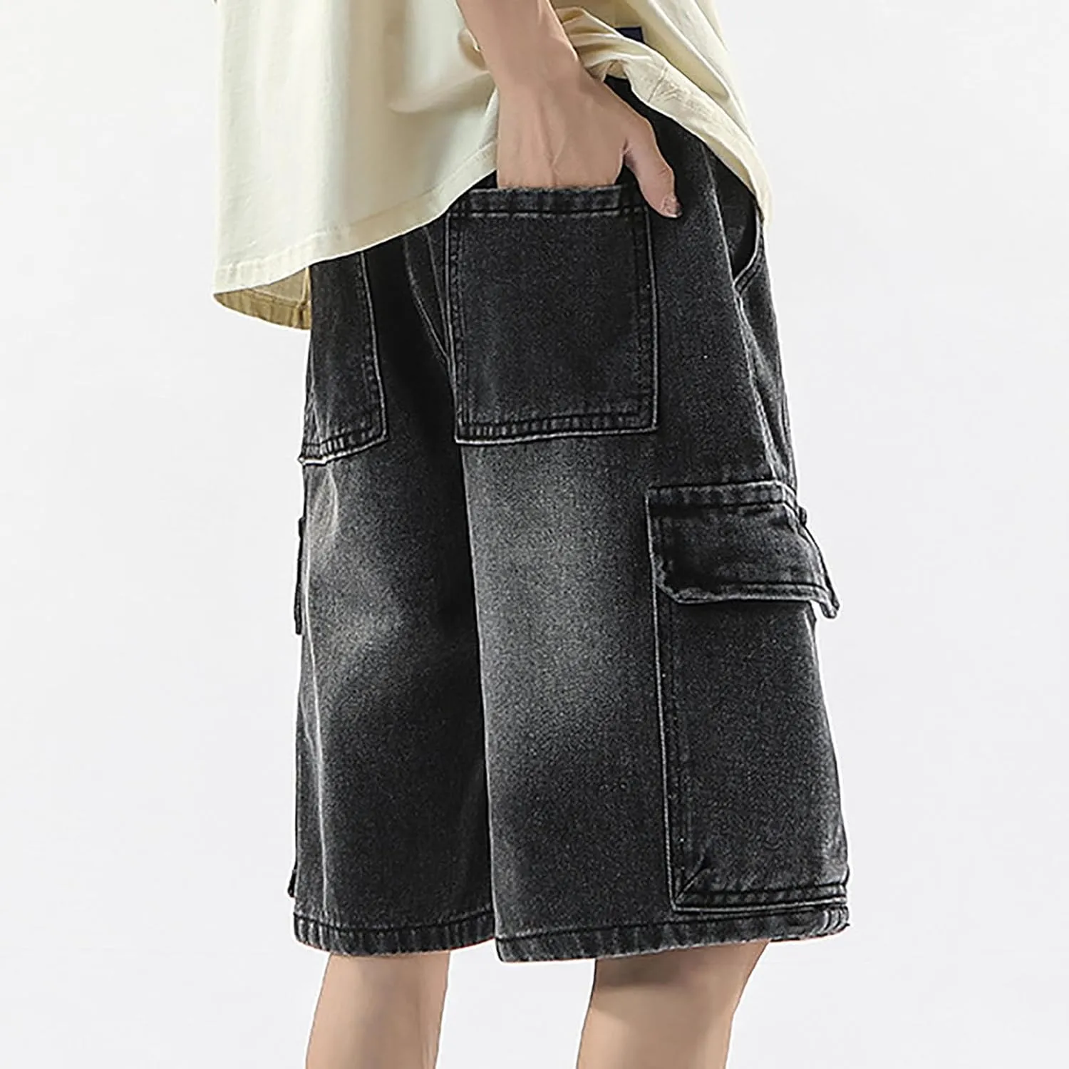 Men Baggy Denim Jorts Y2K Loose Fit Hip Hop Jean Shorts Casual Mid Jeans Trendy Outfits