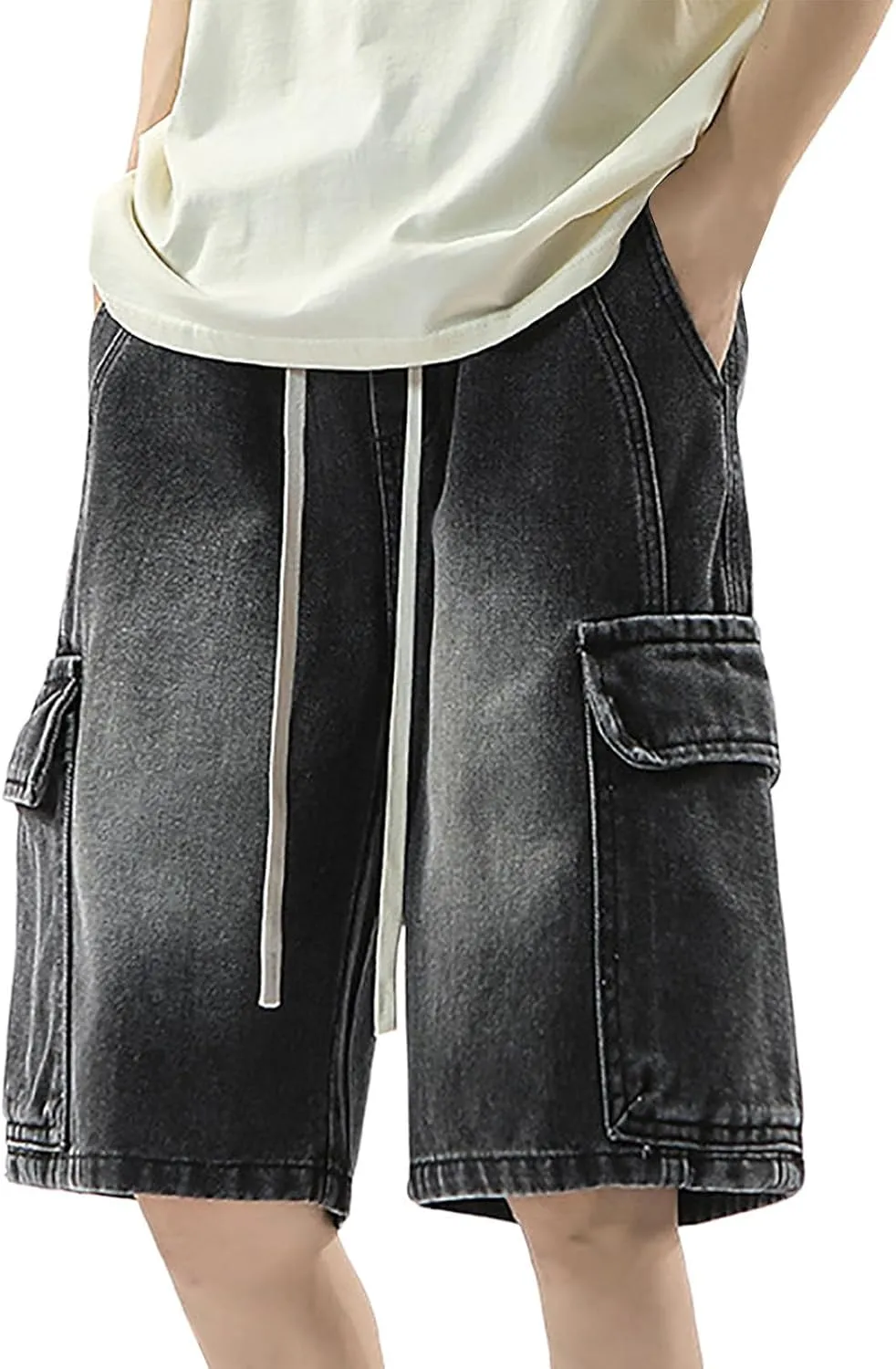 Men Baggy Denim Jorts Y2K Loose Fit Hip Hop Jean Shorts Casual Mid Jeans Trendy Outfits