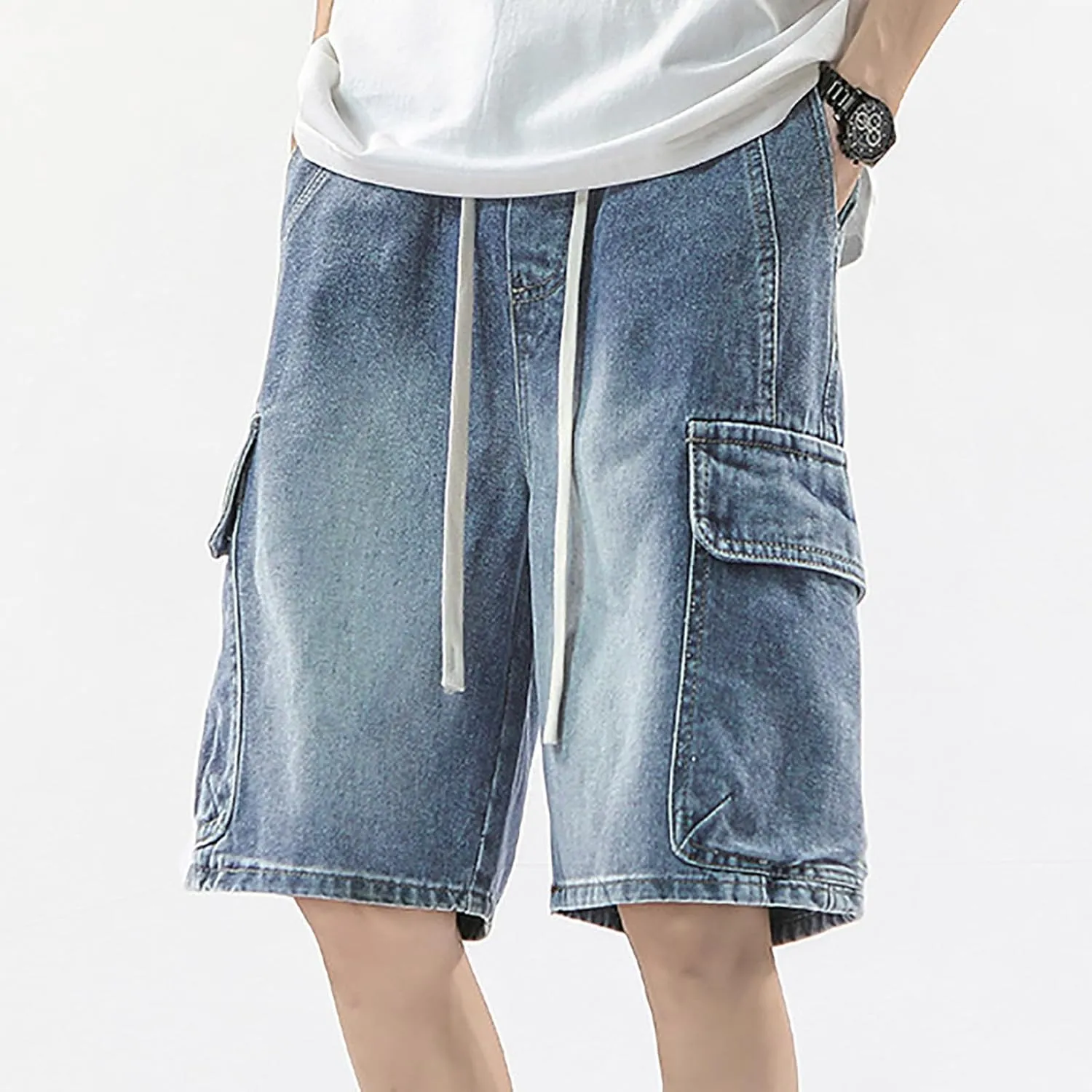Men Baggy Denim Jorts Y2K Loose Hip Hop Jean Shorts Wide Leg Short Jeans Trendy Outfits