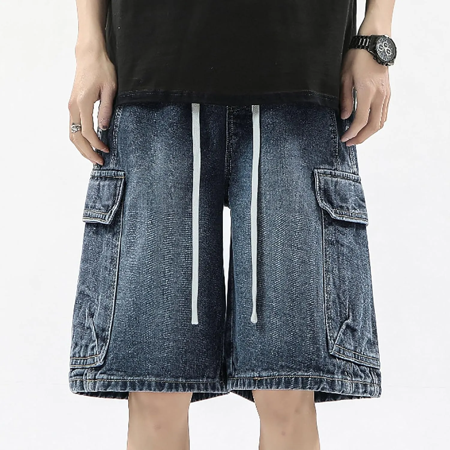 Men Baggy Denim Jorts Y2K Loose Hip Hop Jean Shorts Wide Leg Short Jeans Trendy Outfits