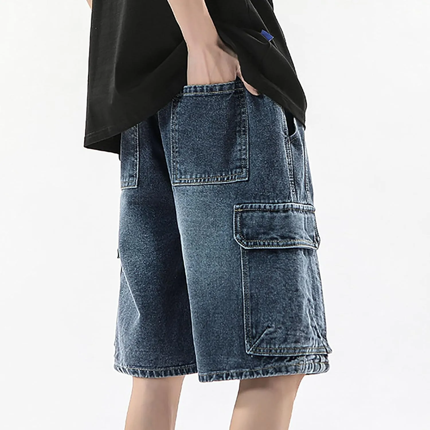 Men Baggy Denim Jorts Y2K Loose Hip Hop Jean Shorts Wide Leg Short Jeans Trendy Outfits