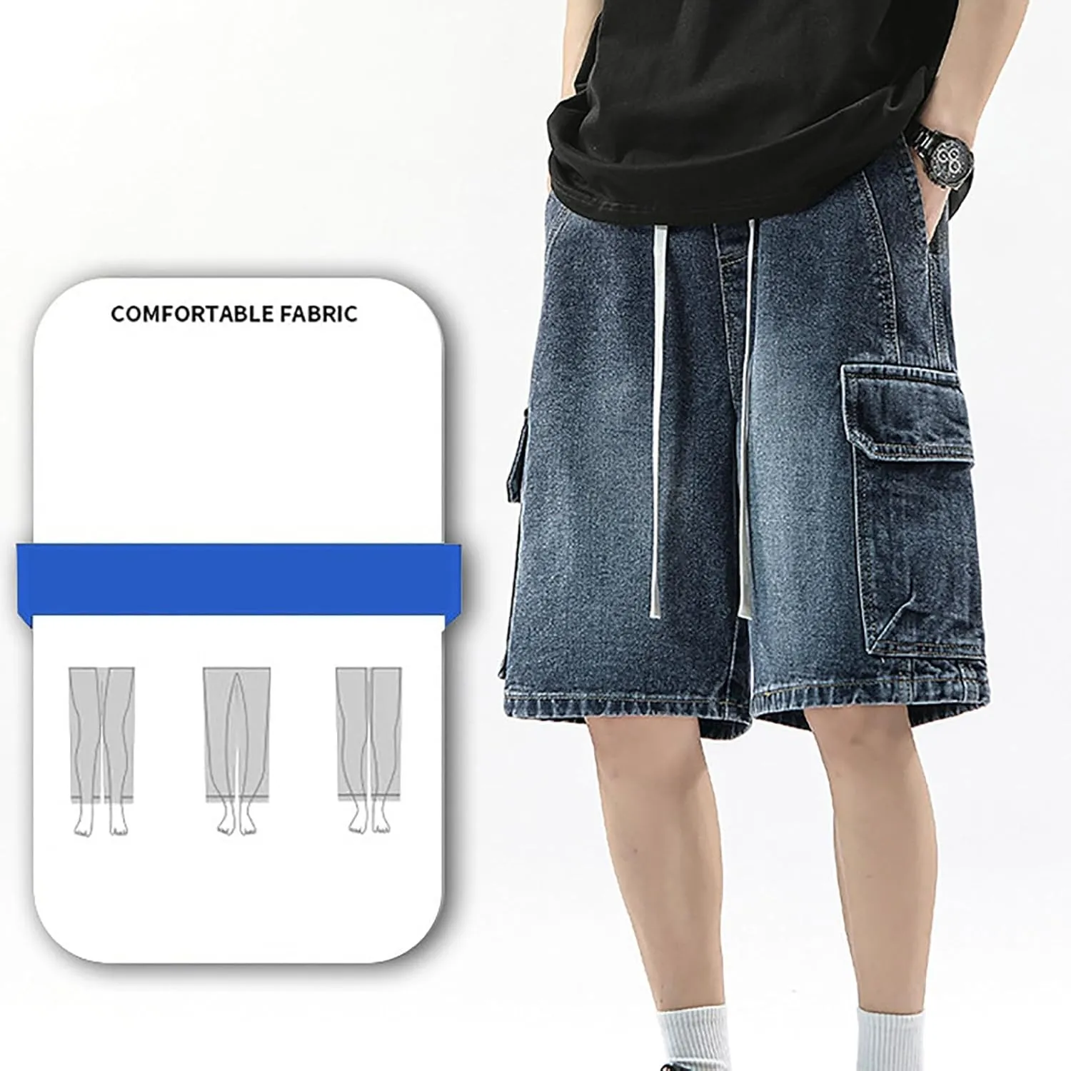 Men Baggy Denim Jorts Y2K Loose Hip Hop Jean Shorts Wide Leg Short Jeans Trendy Outfits
