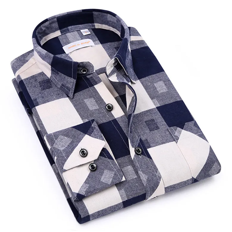 Men Chequered Korean Long Sleeved Shirt Slim Look Business Casual Men Shirt