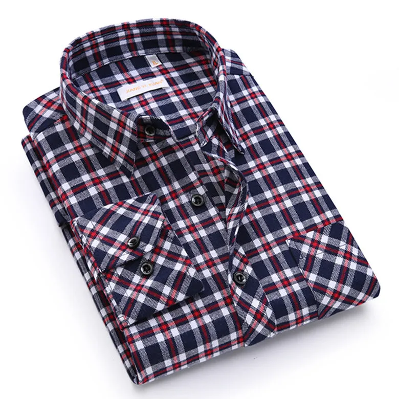 Men Chequered Korean Long Sleeved Shirt Slim Look Business Casual Men Shirt