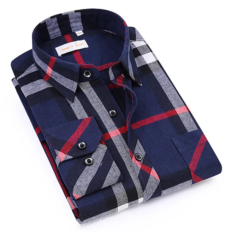 Men Chequered Korean Long Sleeved Shirt Slim Look Business Casual Men Shirt