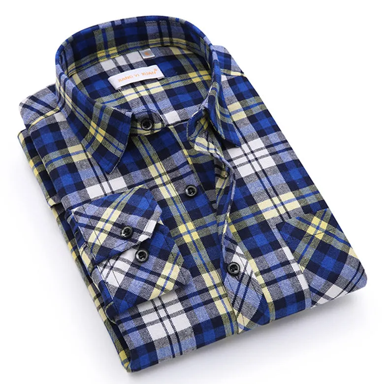 Men Chequered Korean Long Sleeved Shirt Slim Look Business Casual Men Shirt