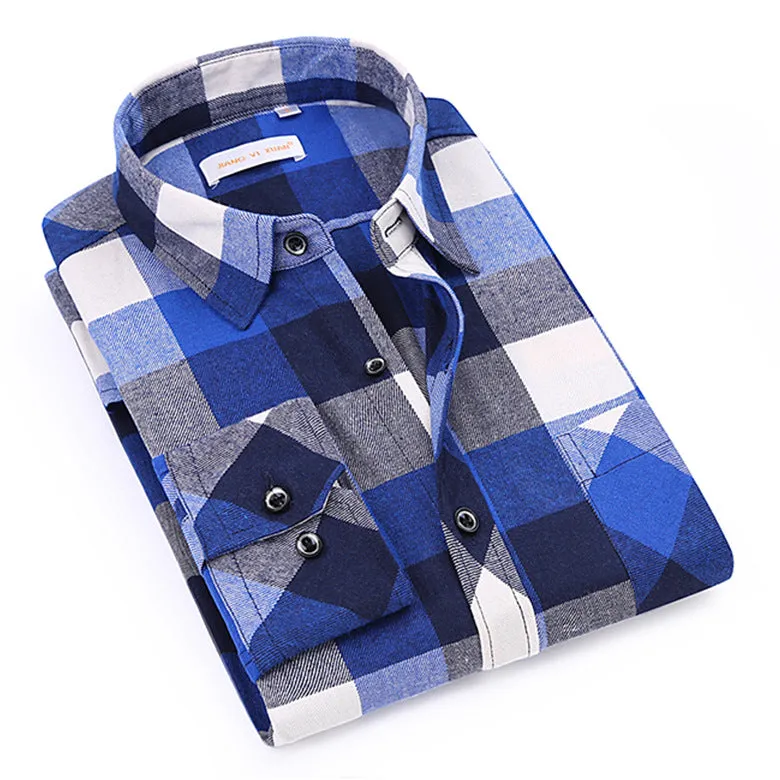 Men Chequered Korean Long Sleeved Shirt Slim Look Business Casual Men Shirt